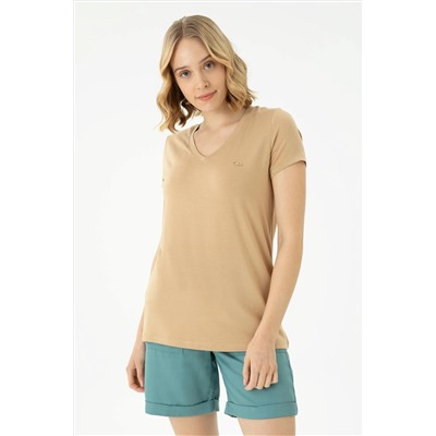 Kadın Camel Basic Tişört