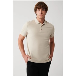Avva, Erkek Bej 3 Düğmeli %100 Mısır Pamuğu Polo Yaka T-shirt B001027
