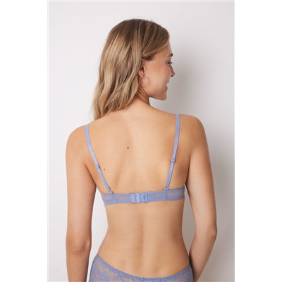 CHARMING Sujetador triangular relleno sin aro encaje tul plumeti azul