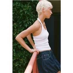RIBBED HALTER TOP