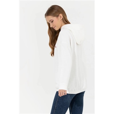 Kadın Ekru Kapüşonlu Sweatshirt