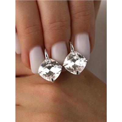 Кольцо из серебра с кристаллом Swarovski родированное 925 пробы кл-017-001