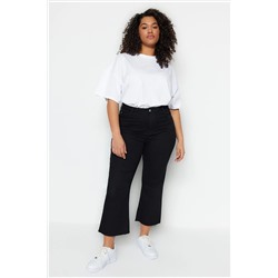 Trendyol Curve Siyah Solmayan Yüksek Bel Kısa Paça Culotte Fit Jeans TBBSS23AR00014