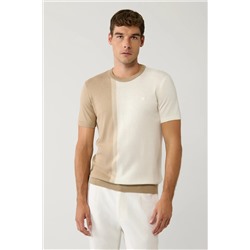 Avva, Erkek Vizon Bisiklet Yaka Blok Renkli Triko T-shirt A41y5062