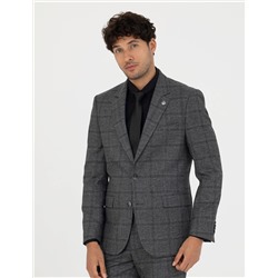 Füme Slim Fit Ekose Takım Elbise