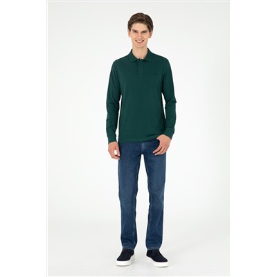 Erkek Koyu Yeşil Basic Sweatshirt