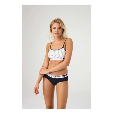 U.S. Polo Assn. Kadın, Lisanslı, Uspa, Beyaz Puanlı, Büstiyer Slip Takım 252-Perita