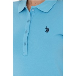 Kadın Turkuaz Basic Polo Yaka Tişört