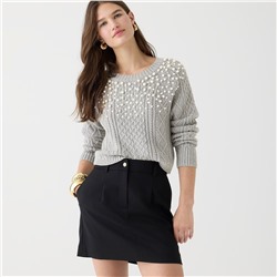 Pearl embellished cotton cable-knit sweater