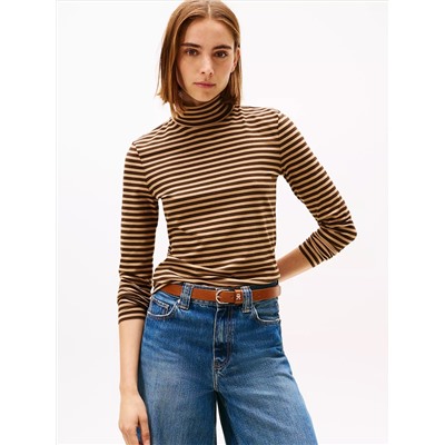 Long-Sleeve Stripe Turtleneck T-Shirt