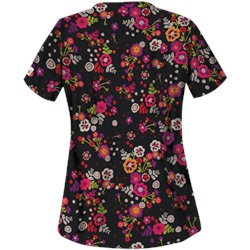 UA Fiesta Flowers Black Print Scrub Top