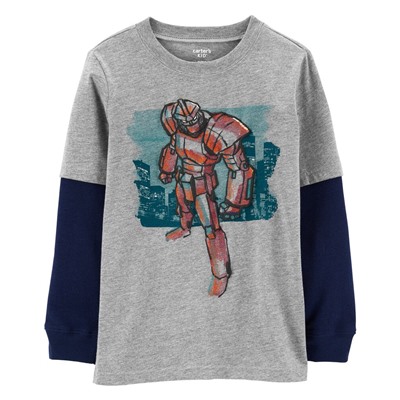 Dinosaur Layered-Look Jersey Tee