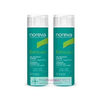 Noreva Exfoliac Gel Moussant Intensif Peaux à Imperfections 2x200mlLot  × 2