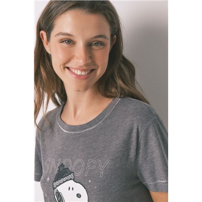 Pijama largo manga corta 100% algodón Snoopy