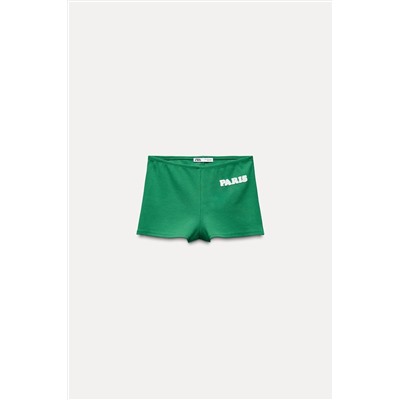 RIBBED SHORTS WITH PARIS EMBROIDERY