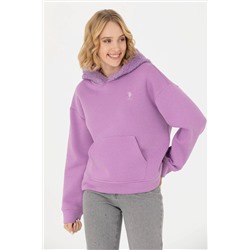 Kadın Lila Kapüşonlu Sweatshirt