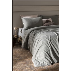 Maena King Size %100 Pamuk Baskılı Parça Boya Nevresim Takımı - Haki