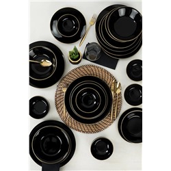 Keramika Siyah Gold Çizgili Yemek Takımı 24 Parça 6 Kişilik TY040424F650A841600MAET600