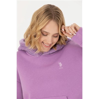 Kadın Lila Kapüşonlu Sweatshirt