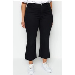 Solmayan Siyah Yüksek Bel Comfort Kısa Paça Culotte Fit Jeans TBBSS23AR00014