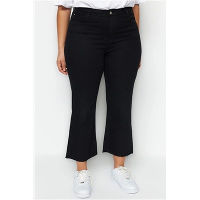 Solmayan Siyah Yüksek Bel Comfort Kısa Paça Culotte Fit Jeans TBBSS23AR00014