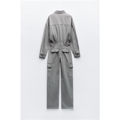 TRF FADED-EFFECT DENIM JUMPSUIT