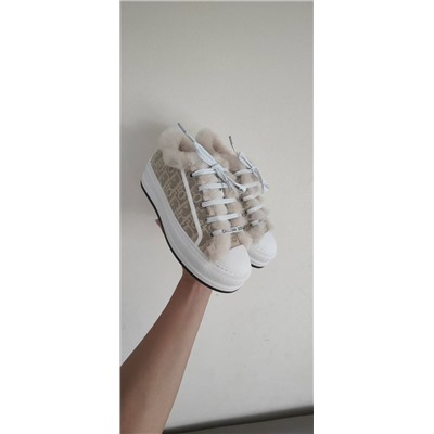 Женские кеды Dio*r Walk’*n на толстой подошве с мехом внутри