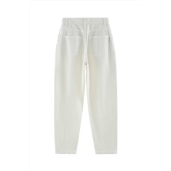 Vaquero mom fit de tiro alto Blanco