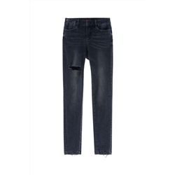 Vaquero slim fit de tiro alto Negro