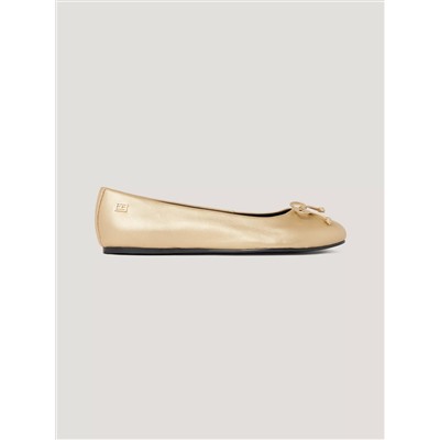 Golden Leather Ballet Flat