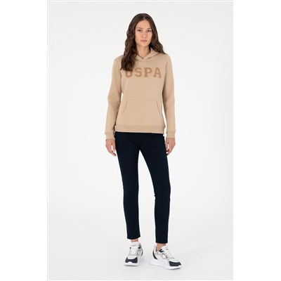 Kadın Kum Basic Kapüşonlu Sweatshirt