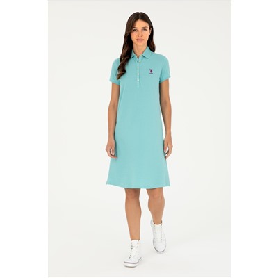Kadın Mint Polo Yaka Mini Boy Örme Elbise