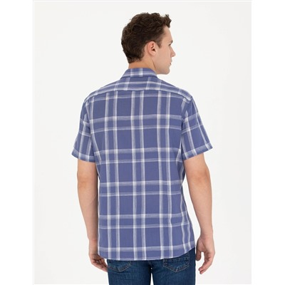 Lacivert Regular Fit Kısa Kollu Gömlek
