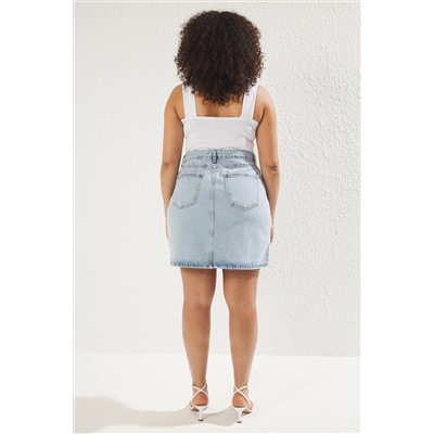 Açık Mavi Yüksek Bel A Shape Denim Etek TBBAW23AZ00042