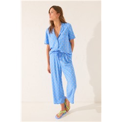 Pijama camisero Capri viscosa azul
