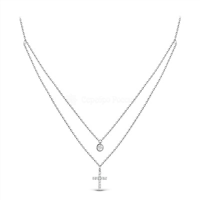 Колье из серебра с фианитами родированное 535028_001