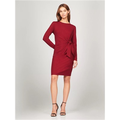 Long-Sleeve Knotted Stretch Dress