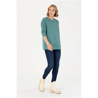 Kadın Mint Bisiklet Yaka Sweatshirt