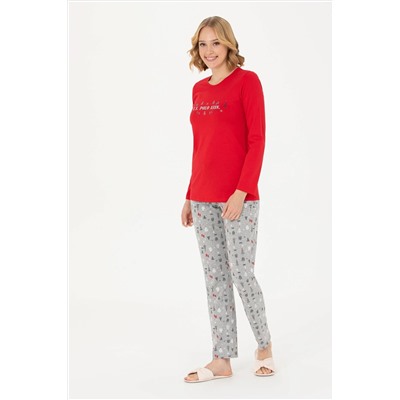 Kadın Kırmızı Pijama Takımı
