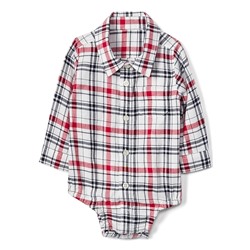 Plaid Flannel Button-Up Bodysuit