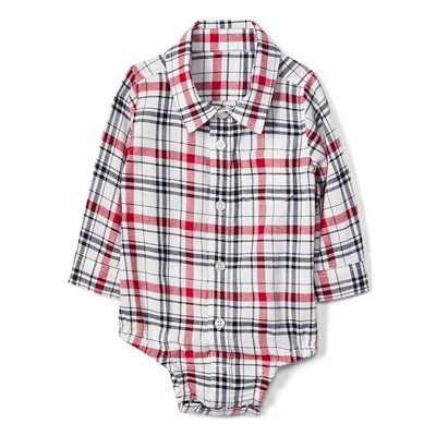 Plaid Flannel Button-Up Bodysuit