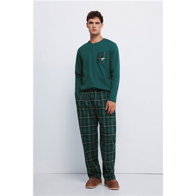 Pijama largo pantalón cuadros