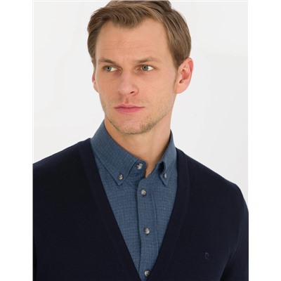 Lacivert Slim Fit Basic Triko Hırka