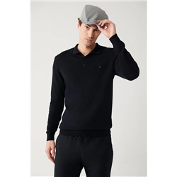 Avva Erkek Lacivert 3 Düğmeli Polo Yaka Regular Fit Standart Kesim Triko Kazak E005006