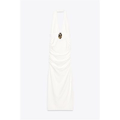 DRAPED HALTER DRESS