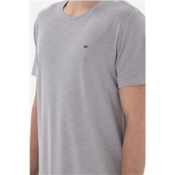 Erkek Regular Fit Bisiklet Yaka Modal Koyu Gri Basic Tişört