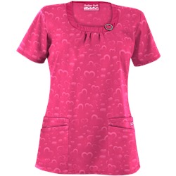 UA Forever Hearts Fuchsia Scrub Top