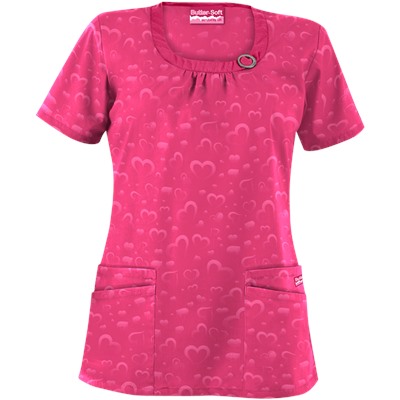 UA Forever Hearts Fuchsia Scrub Top