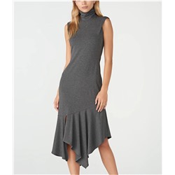 MOCK NECK ASSYM MIDI BLACK