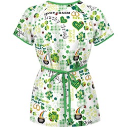 UA Lucky Charm White Mock Wrap Scrub Top